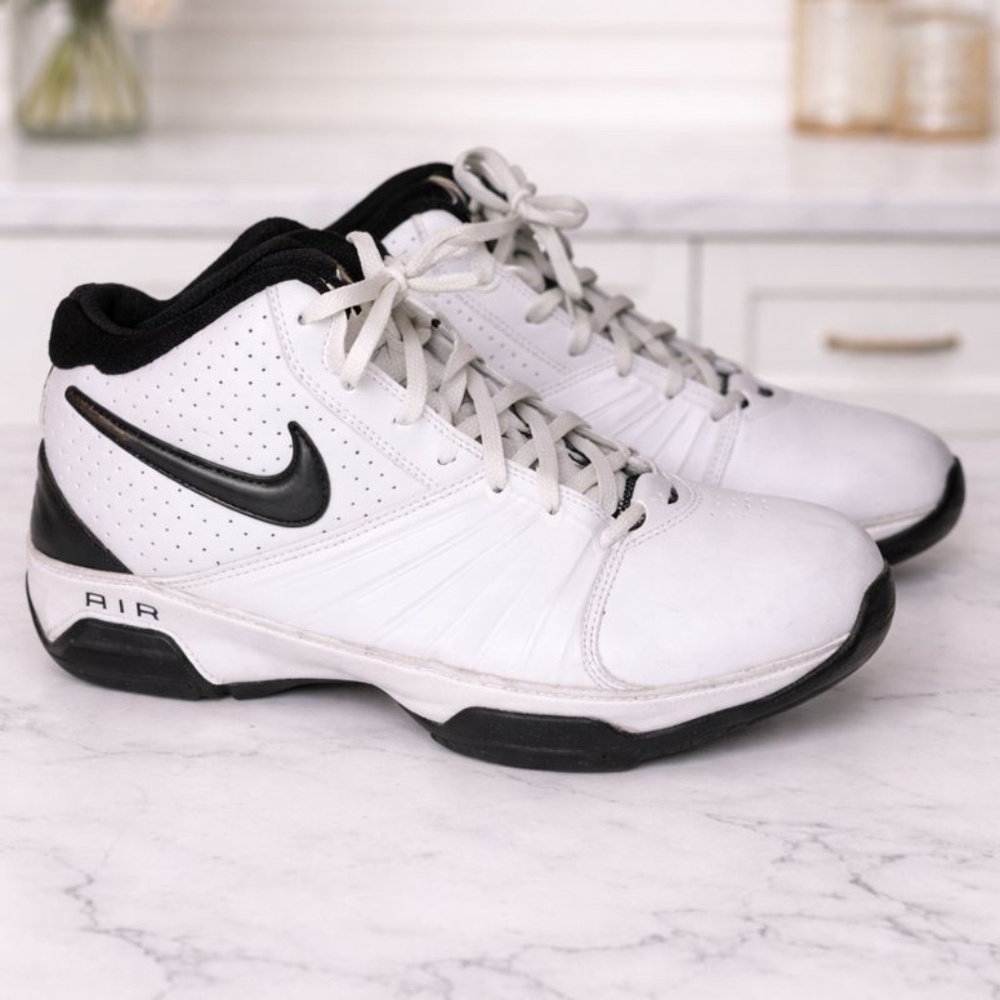 Nike White and Black Mid-Top Sneakers